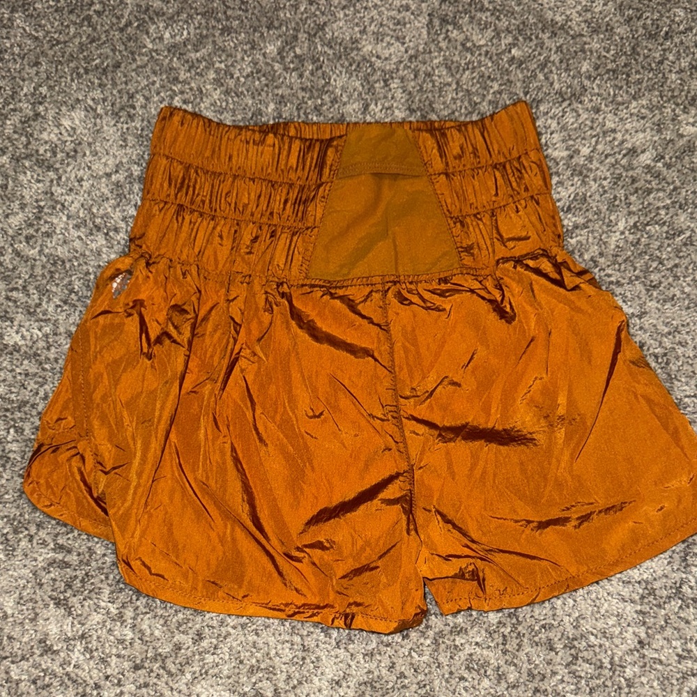Free People Rust Orange Smocked Waist Athletic Shorts